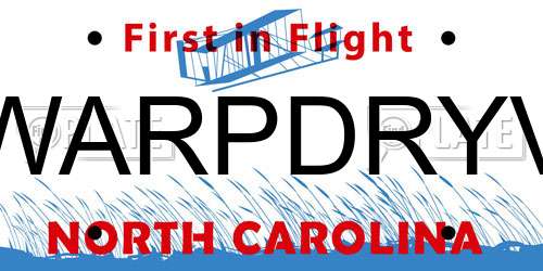 WARPDRYV North Carolina License Plate