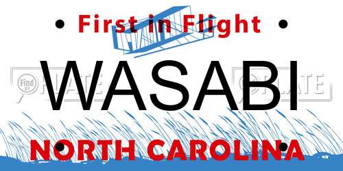 WASABI North Carolina License Plate