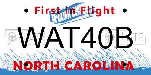 WAT40B North Carolina License Plate