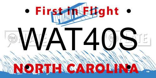 WAT40S North Carolina License Plate