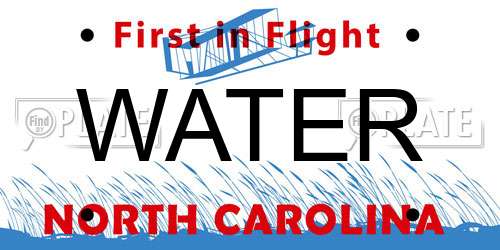 WATER North Carolina License Plate