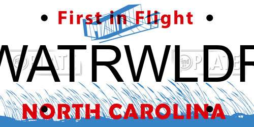 WATRWLDR North Carolina License Plate