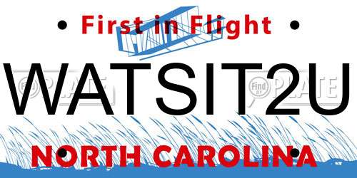 WATSIT2U North Carolina License Plate