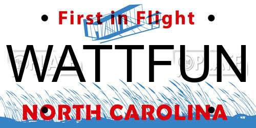 WATTFUN North Carolina License Plate