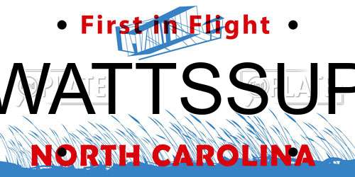 WATTSSUP North Carolina License Plate
