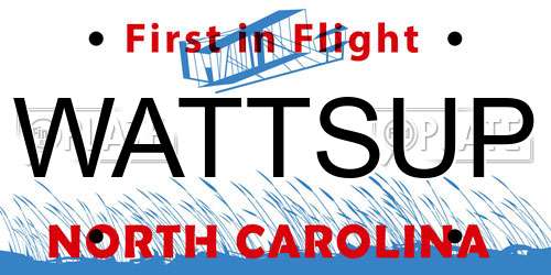 WATTSUP North Carolina License Plate