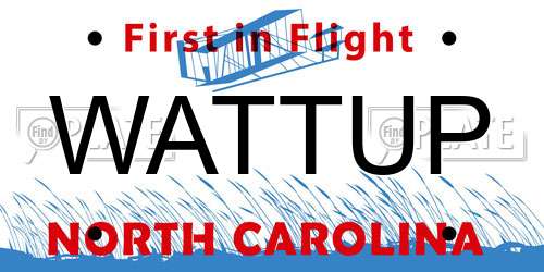 WATTUP North Carolina License Plate