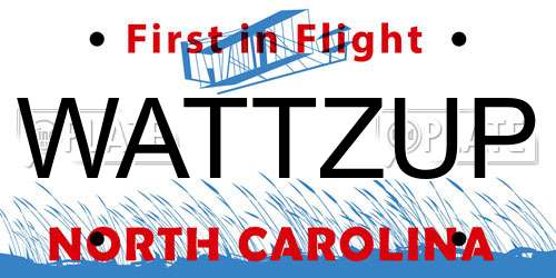 WATTZUP North Carolina License Plate