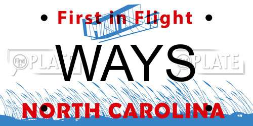 WAYS North Carolina License Plate