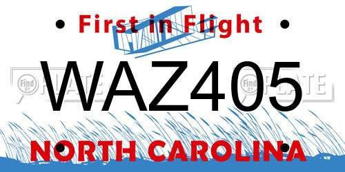 WAZ405 North Carolina License Plate