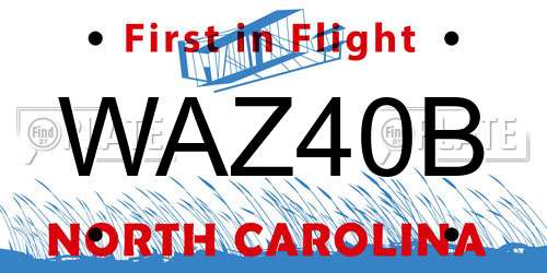 WAZ40B North Carolina License Plate