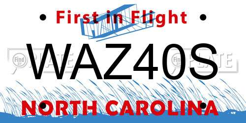 WAZ40S North Carolina License Plate