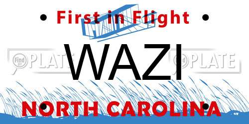 WAZI North Carolina License Plate