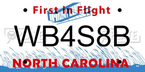 WB4S8B North Carolina License Plate