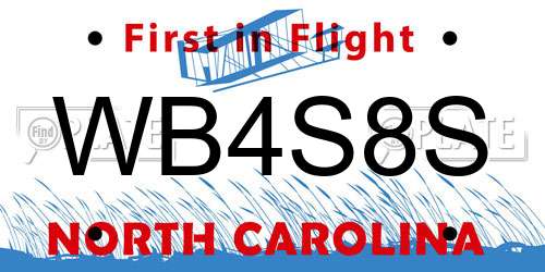 WB4S8S North Carolina License Plate