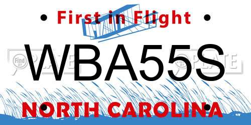 WBA55S North Carolina License Plate