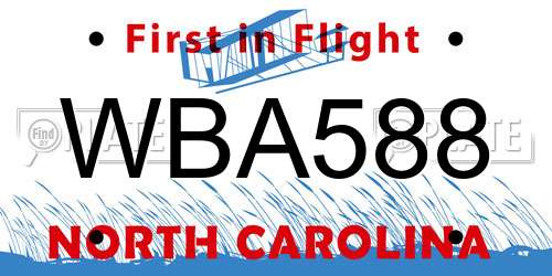 WBA588 North Carolina License Plate