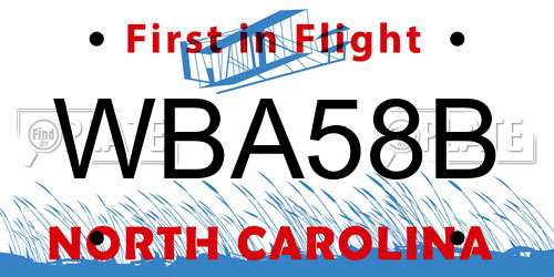 WBA58B North Carolina License Plate