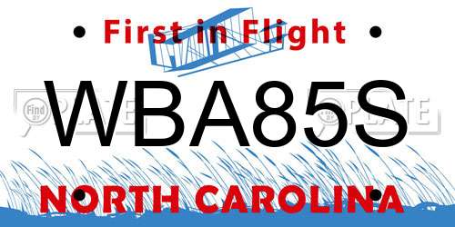 WBA85S North Carolina License Plate