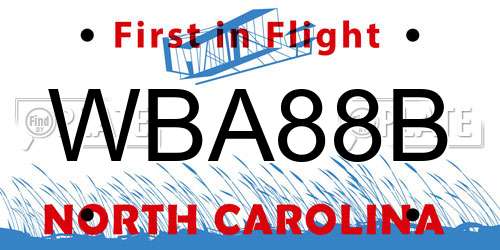 WBA88B North Carolina License Plate