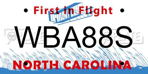 WBA88S North Carolina License Plate