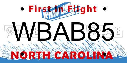 WBAB85 North Carolina License Plate