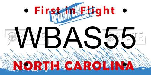 WBAS55 North Carolina License Plate