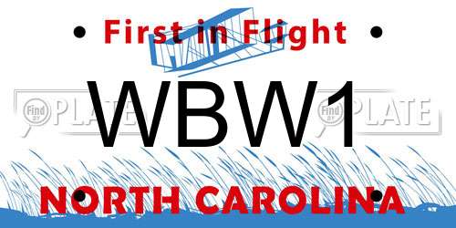 WBW1 North Carolina License Plate
