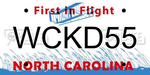 WCKD55 North Carolina License Plate