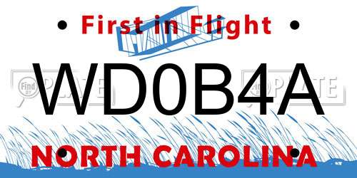 WD0B4A North Carolina License Plate