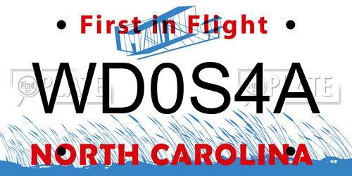 WD0S4A North Carolina License Plate