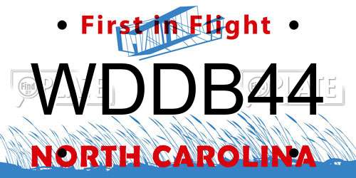 WDDB44 North Carolina License Plate