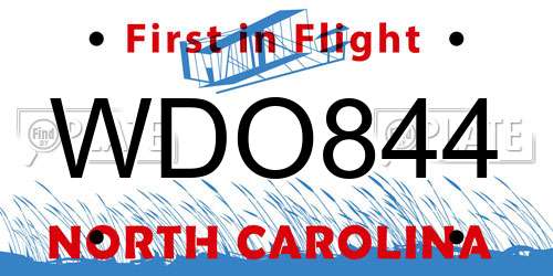 WDO844 North Carolina License Plate