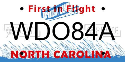 WDO84A North Carolina License Plate