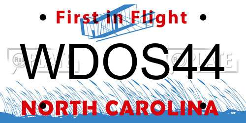 WDOS44 North Carolina License Plate