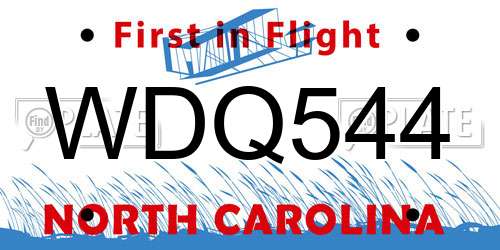 WDQ544 North Carolina License Plate