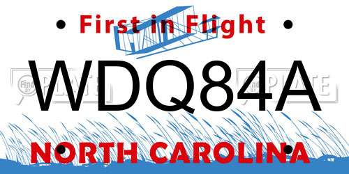 WDQ84A North Carolina License Plate