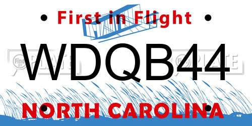WDQB44 North Carolina License Plate