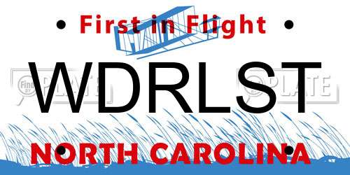 WDRLST North Carolina License Plate
