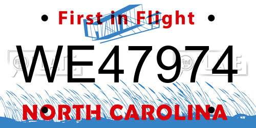 WE47974 North Carolina License Plate