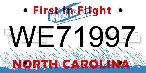 WE71997 North Carolina License Plate