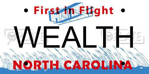 WEALTH North Carolina License Plate