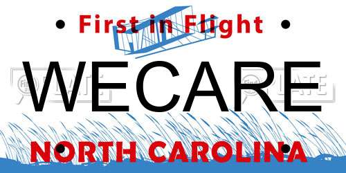 WECARE North Carolina License Plate
