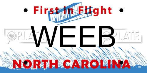 WEEB North Carolina License Plate
