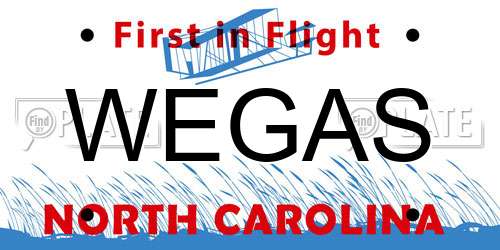 WEGAS North Carolina License Plate