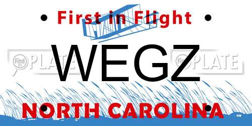 WEGZ North Carolina License Plate
