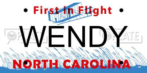 WENDY North Carolina License Plate
