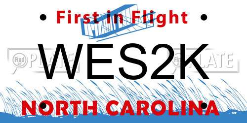 WES2K North Carolina License Plate