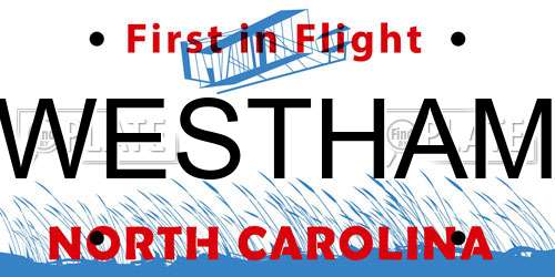 WESTHAM North Carolina License Plate