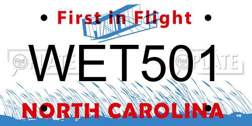 WET501 North Carolina License Plate